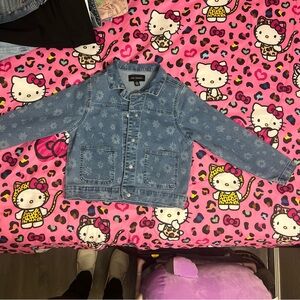 Kids' Floral Print Light Blue Denim Jacket
